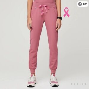 Figs Pink Zamora High Waisted Jogger Pants - Breast Cancer Limited Edition